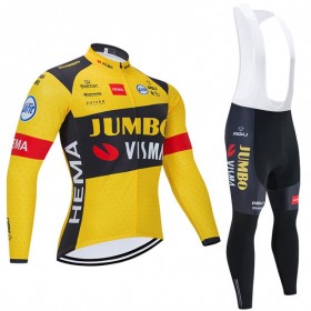 Completo Maglia ML + Pantaloncino con bretelle ML 2020 Team Jumbo-Visma N001